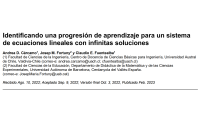 Identificando una progresión de aprendizaje para un sistema de ecuaciones lineales con infinitas soluciones